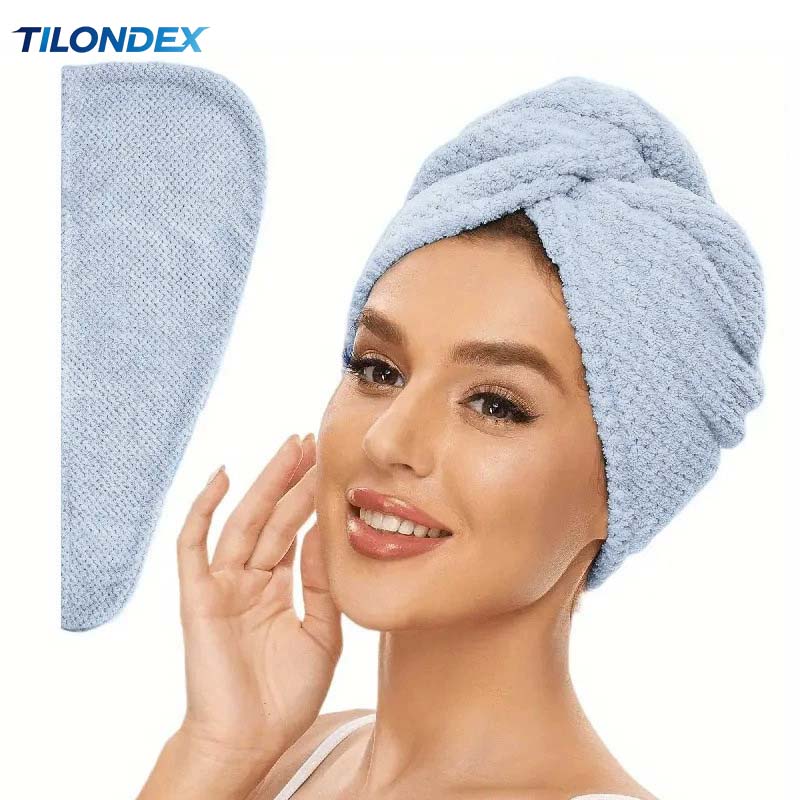 Hair Turban Towel - TILONDEX 1PC Striped Coral Fleece Hair
