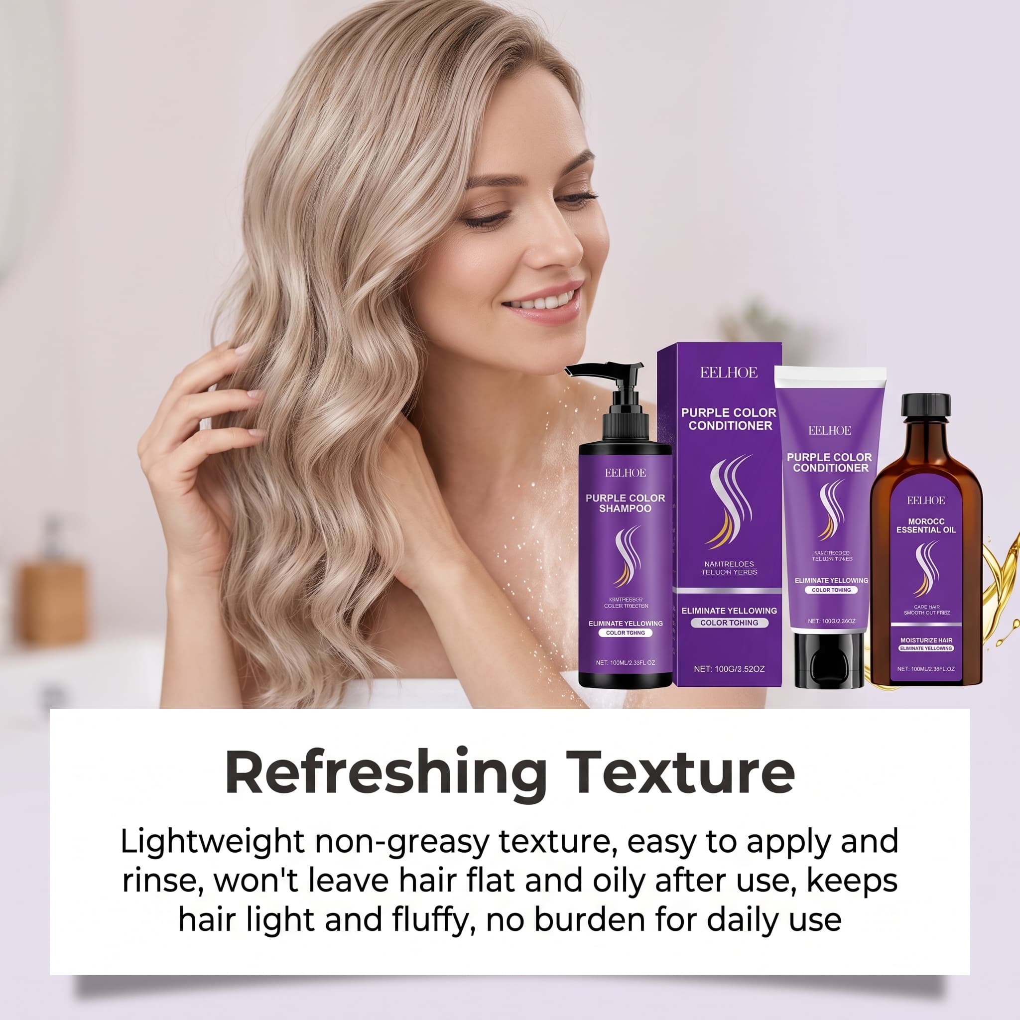 Purple Shampoo Set With Condit - Hair Care Serum 评论和价格