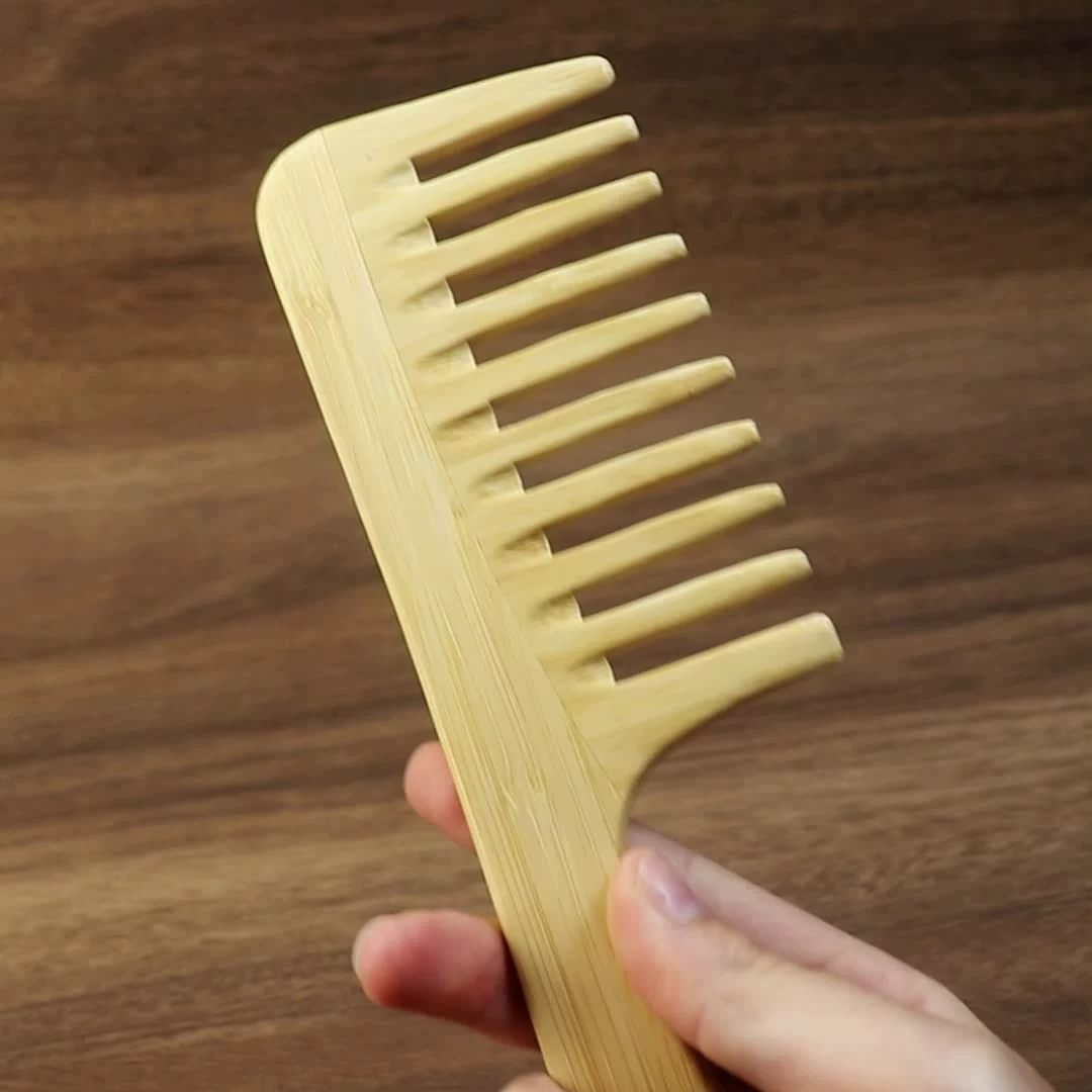 1 Pc Natural Bamboo Wide-Tooth - Detangling Wide Comb 评论和价格