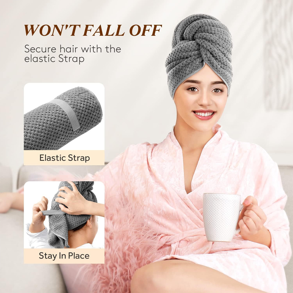 Microfiber Hair Towel Extra La - Hair Turban Towel 评论和价格
