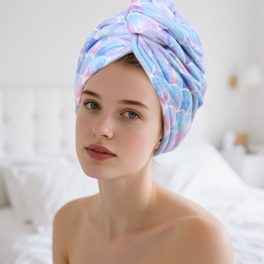 High Absorbent Printed Hair To - Hair Turban Towel 评论和价格