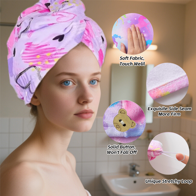High Absorbent Printed Hair To - Hair Turban Towel 评论和价格