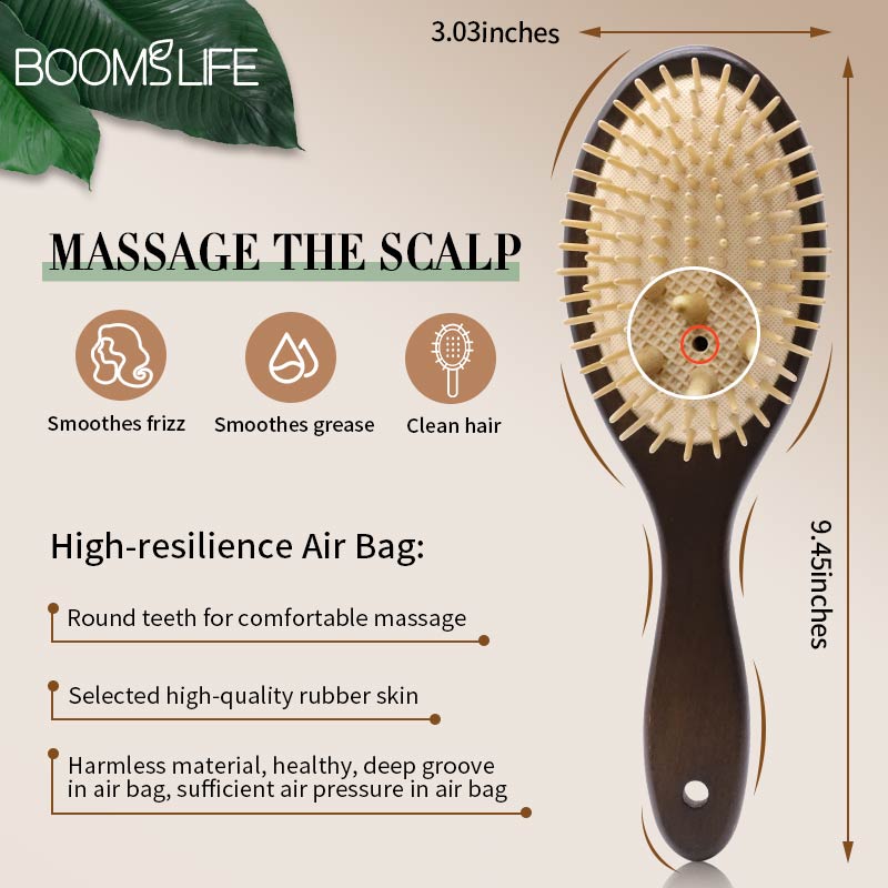 Black Wood Hair Brush Women He - Detangling Wide Comb 评论和价格